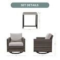 thumbnail image 5 of OPOHORO Swivel Outdoor Chairs Set of 2, with Meatl Square Side Table, 3 Pieces Gray Wicker Furniture Set Ideal for Porch, Poolside, Deck, and Yard in Bleige, 5 of 7