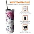 thumbnail image 6 of 20 OZ Tumbler Pink Flowers Watercolor Floral Double Wall Travel Mug with Lid and Straw,Stainless Steel Vacuum Insulated Water Bottle Gifts for Fathers Husband, 6 of 7