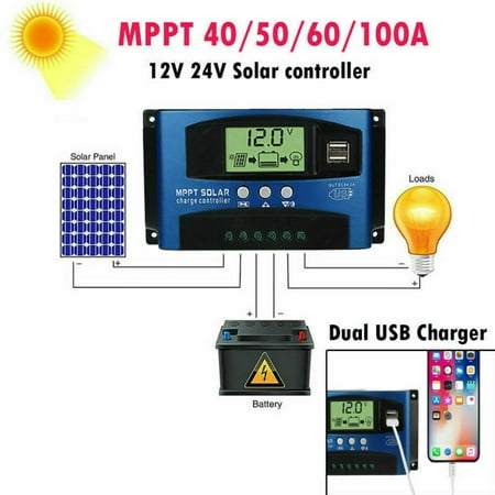 40A MPPT Solar Panel Regulator Charge Controller 12V/24V Auto Focus