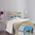 thumbnail image 5 of Ambesonne Modern Quilted Bedspread Set 2 Pcs, Ocean Nature Forest View, Twin Size, White and Blue, 5 of 6