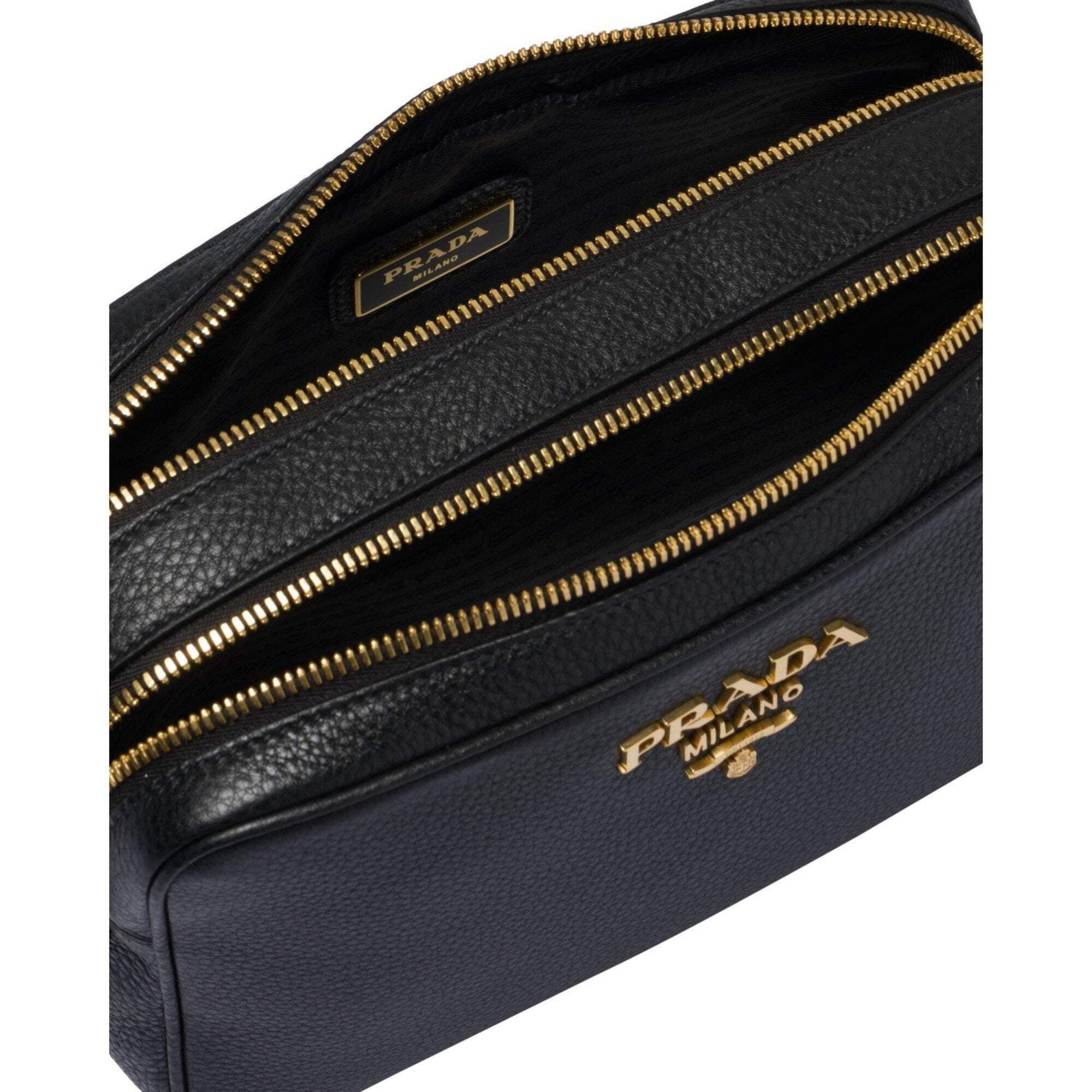Prada Designer Crossbody Handbag - Black Vitello Phenix Prada Designer Crossbody Handbag - Black Vitello Phenix