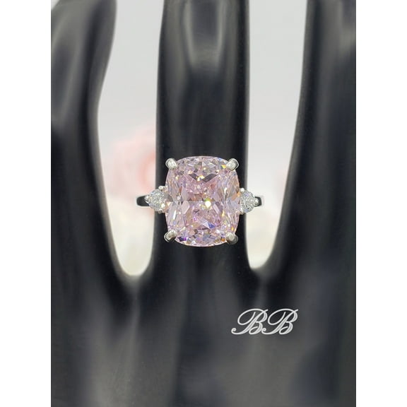 10x8mm-12x10mm Elongated Cushion Cut, Three Stone Engagement Wedding Promise Ring, 5A Quality Cubic Zirconia