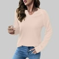 thumbnail image 2 of SMihono V Neck T Shirts for Women Long Sleeve Cute Tops Spring Winter Dressy Business Casual Blouses Trendy Basic Tees Clothes Beige XXL, 2 of 6
