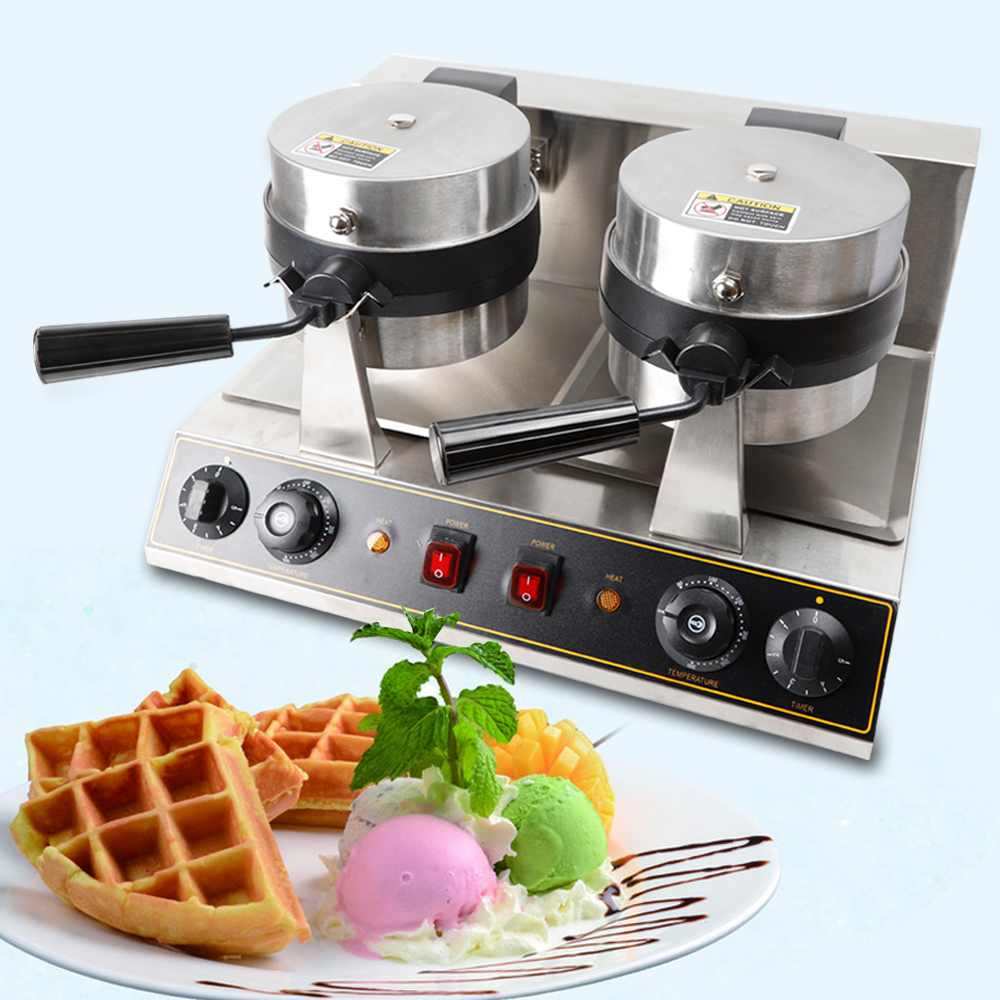 Aiqidi Waffle Maker 110V Electric Dual Round Waffle Maker Breakfast