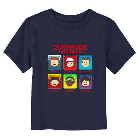 

Toddler s Stranger Things Group Shot Pixel Portraits Graphic Tee Navy Blue 5T