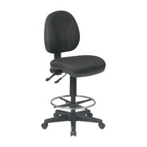 Pemberly Row Deluxe Ergonomic Black Fabric Drafting Chair w/ Adjustable Footring