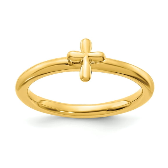 Stackable Expressions Sterling Silver Gold-plated Cross Ring