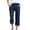 #265-Navy, variant on TaTaai Womens Casual Stripe Pants Cotton Linen Blend 7/8 Length Drawstring Waist Loose Fit Capri Trousers for Spring Summer Daily Wear Gift