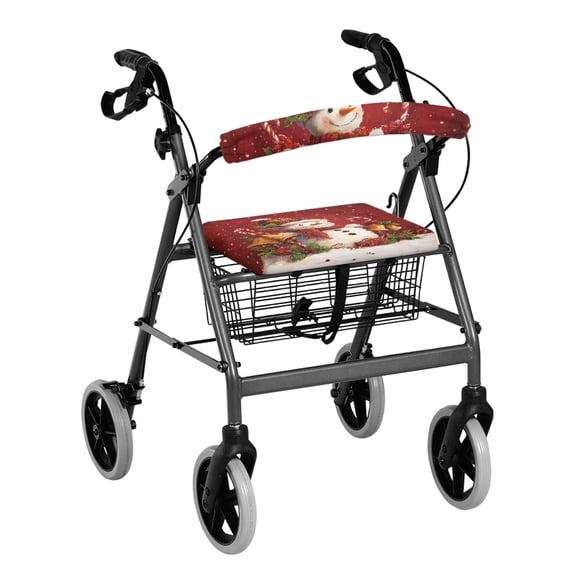 POLERO Christmas Gift Design Rollator Seat Cover, Non-Slip Fit Rollator Walker Seat & Backrest Cover Set Polyester Waterproof Stretchable Rollator Walker Accessories
