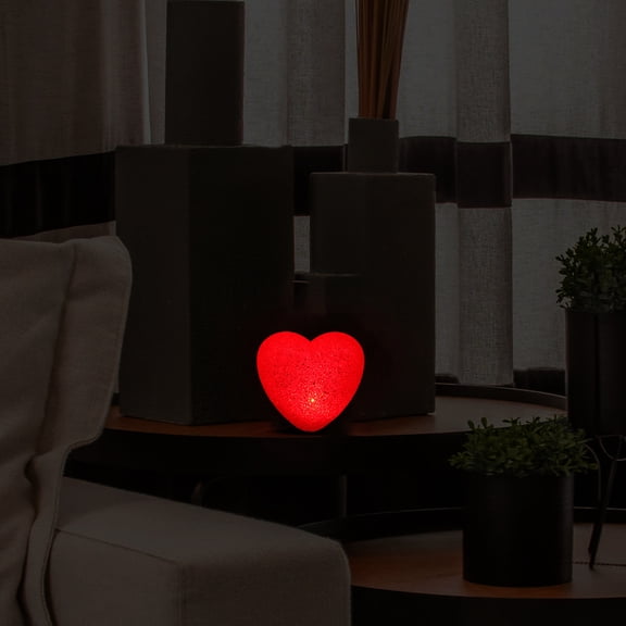CATIEBYE 1Pack Heart Table Lamp Red Plastic Desktop Lighting for Christmas Decor