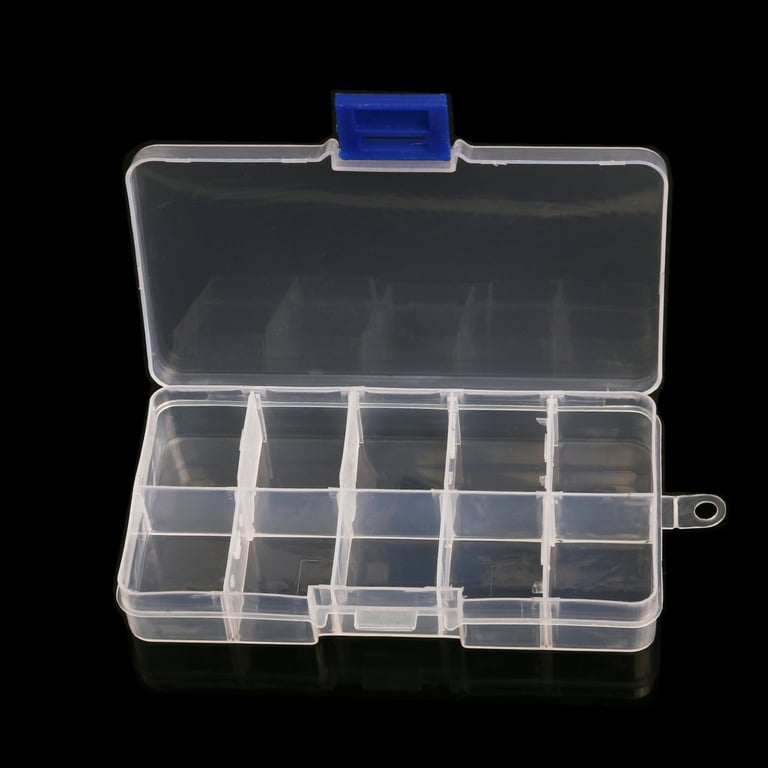 10-grid Plastic Adjustable Jewelry Organizer Box Storage Container Case  With Removable Dividers (transparent)