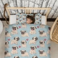 thumbnail image 3 of Pug and Love Heart Duvet Cover and Pillowcase Set for Single Bedding, Bedroom Accessories for Kids Teens, 3 of 5