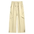 thumbnail image 4 of PIMSSY Men Casual Pants Utility Joggers High Waist Loose Straight Leg Wide Trousers Autumn Male Breathable Solid Color Slacks, 4 of 4