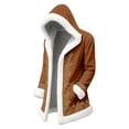 thumbnail image 4 of LINGLANG Christmas Men's Long Cardigan Hoodies Women Unisex Santa Claus Xmas White Trim Warm Santa Jacket with Pocket, 4 of 4
