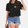 thumbnail image 2 of LUOGENLI T-shirts pour Femmes Motif Tournesol Col Rond Manches Courtes T-shirts Graphiques 4TG T-shirts Graphiques Pâques Noir TTTG, 2 of 6