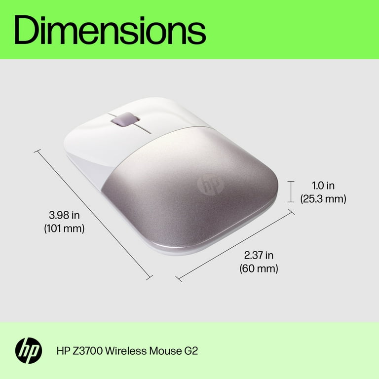 HP Z3700 G2 Wireless Mouse - Pink, Sleek Portable Design fits Comfortably  Anywhere, 2.4GHz Wireless Receiver, Blue Optical Sensor, for Wins PC,  Laptop, Notebook, Mac, Chromebook (681R9AA#ABL)
