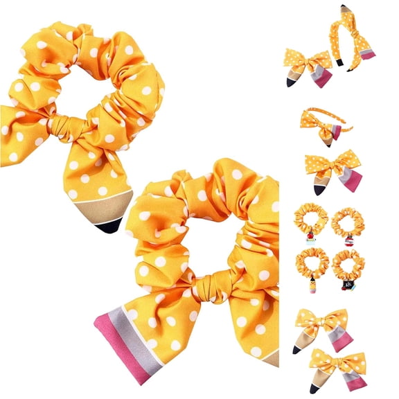 Ticikt Kids Back To School Hair Accessories Set, Fabric Pencil Bow Hair Bands, Hair Clips & Scrunchies Girls Hair Decorations