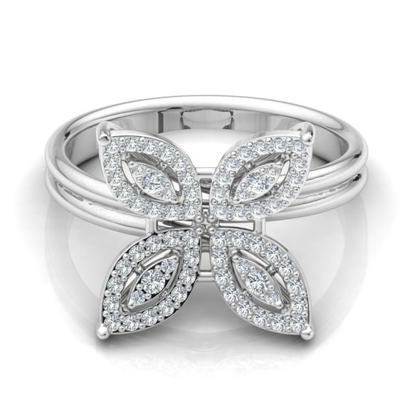 Natural 0.45 Ct SI/HI Pave Diamond Butterfly Ring Solid 18 Kt Gold Jewelry