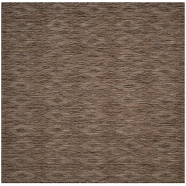 SAFAVIEH Courtyard Teodor Geometric Indoor/Outdoor Area Rug, Brown/Brown, 4' x 4' Square