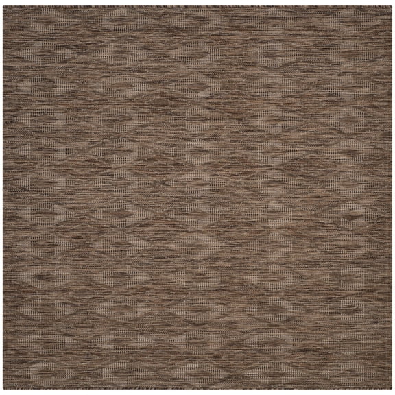 SAFAVIEH Courtyard Teodor Geometric Indoor/Outdoor Area Rug, Brown/Brown, 5'3" x 5'3" Square
