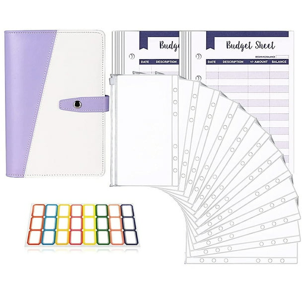Cash Envelopes for Budgeting, with Zipper Envelopes A6 Binder(Purple