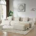 thumbnail image 3 of 113" Modular Sectional Sofa for Living Room, High-Density Foam, Stain-Proof Corduroy, No Assembly Required, Beige, 3 of 10