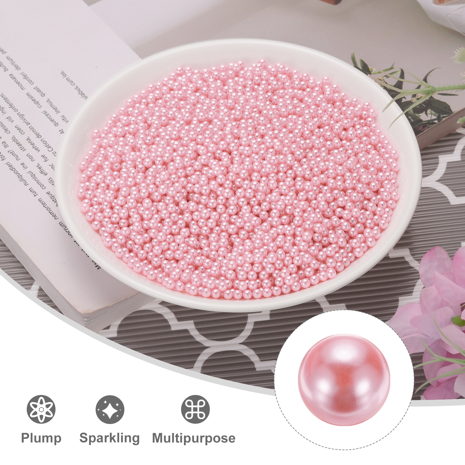 Unique Bargains Faux Pearl for Crafting No Hole Pearls for Vase Fillers Pink