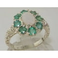 thumbnail image 5 of LBG British Made 925 Sterling Silver Natural Opal & Emerald Womens Statement Ring - 33 size options - Size 9, 5 of 6