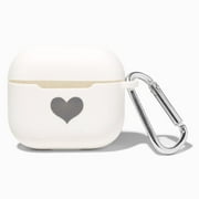 Claire's White Heart Silicone Earbud Case Cover - Compatible with Apple AirPods® 3