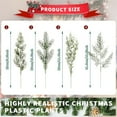 thumbnail image 2 of NOGIS 20 Pcs Artificial Pine Needles Branches Christmas Greenery Stems Picks Flowers Flowers Christmas Artificial Fake Greenery Floral Arrangements for Garland Wreath Outdoors Decoration (Snow), 2 of 7