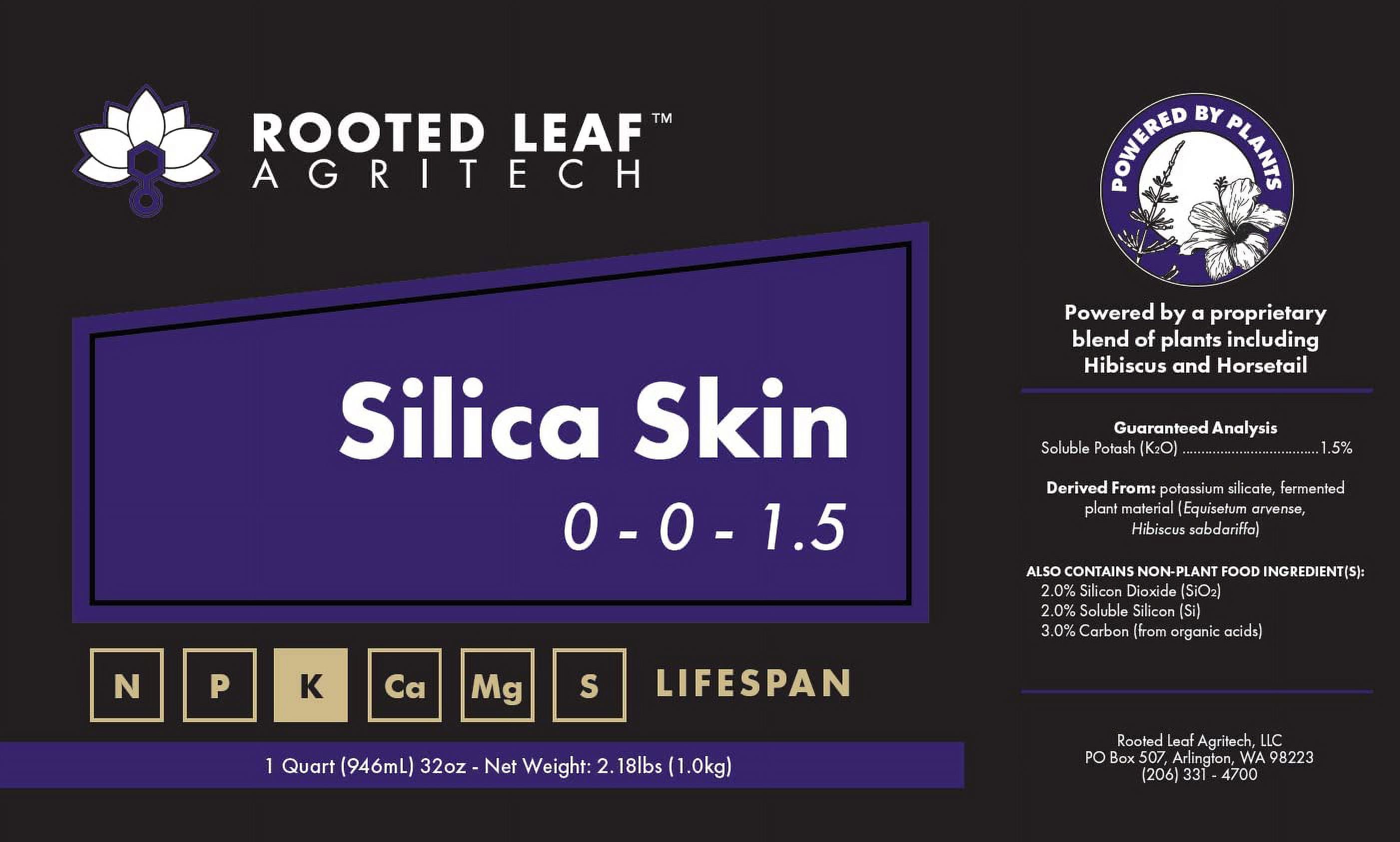Silica Skin - Silica Fertilizer for Plants, Derived from Natural Sand with Plant Based Organic Acids, hydroponics, Soil/Coco/peat, foliar Spray - 2.5 Gallon