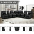 thumbnail image 5 of Bonzy Home Modern Manual Reclining with Center Console with Hidden Storage, Living Room Furniture Set, Faux Leather Couch with 2 Cup Holders for Living Room, 5 of 8