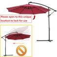 thumbnail image 6 of 10ft Patio Offset Hanging Umbrella, Outdoor Cantilever Umbrella with Crank, Cross Base & Easy Tilt, Hand Operated Switch Sunshade Umbrella, 360° Umbrella with Solar Lights for Garden Pool Deck, B1684, 6 of 10