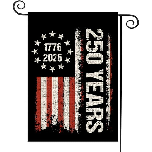 250 Years America Garden Flag,Blessings 250th years Anniversary USA Patriotic Banner Double, Sided with Stars and Stripes Design,1776-2026 Commemorative, 12x18 Inch