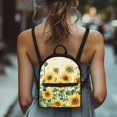 thumbnail image 4 of Eheartsgir Sunflower Pattern Print Small Backpack, Multi-Purpose Polyester Mini Cell Phone Backpack for Shopping Travel, Adjustable Strap Travel Daypack, 4 of 8