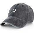 thumbnail image 1 of Womens Baseball Cap Vintage Washed Cotton Love Heart Embroidered Adjustable Summer Hat Gifts, 1 of 4
