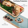 thumbnail image 3 of for Samsung Galaxy A54 5G Case with 2 Screen Protector, Built-in 360 Degree Rotation Ring Magnetic Stand, Luxury Shiny Plating Edge Shockproof Electroplated Protective Cover (Gray/Golden), 3 of 12