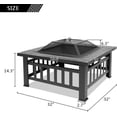 thumbnail image 3 of 32in Wood Fire Pit with Mesh Lid and Fire Poker, Portable Outdoor Fireplace Burning FirePit for Chrismas Backyard Patio Outside Picnic BBQ Party, 3 of 7