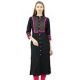 thumbnail image 1 of Phagun Womens Rayon Straight Tunic Kurta Open Front Kurti Mandarin Collar Indian Top, 1 of 8