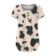 thumbnail image 4 of JINMGG Womens Tops Clearacne Women's Round Neck Cover Cow Print Top Women's Short Sleeve Tops, 4 of 5
