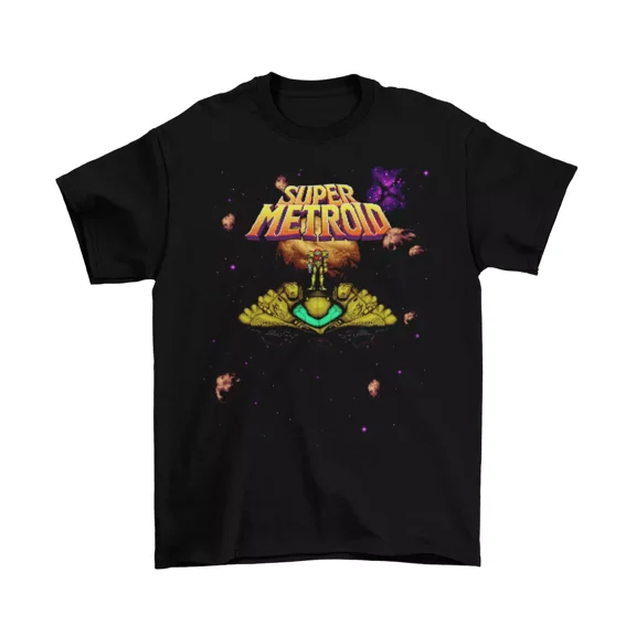 Reprint Rare Super Metroid T-Shirt Unisex Adult Funny Sizes Samus Aran Retro NES Space New