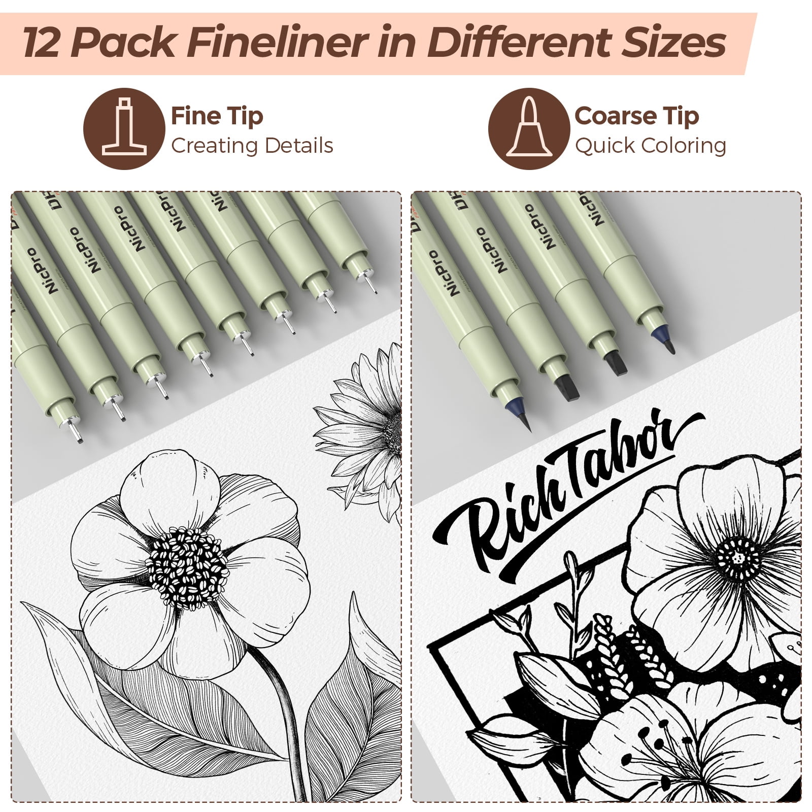 Nicpro 58 PCS Art Drawing Supplies Kit in Leather Case, Art Mechanical Pencil Set with 6 Metal Drafting Pencil 0.5 & 0.7 & 0.9 & 2mm, 12 Micron Pen, Sketch Book, 30 Tube Lead Refills for Sketching