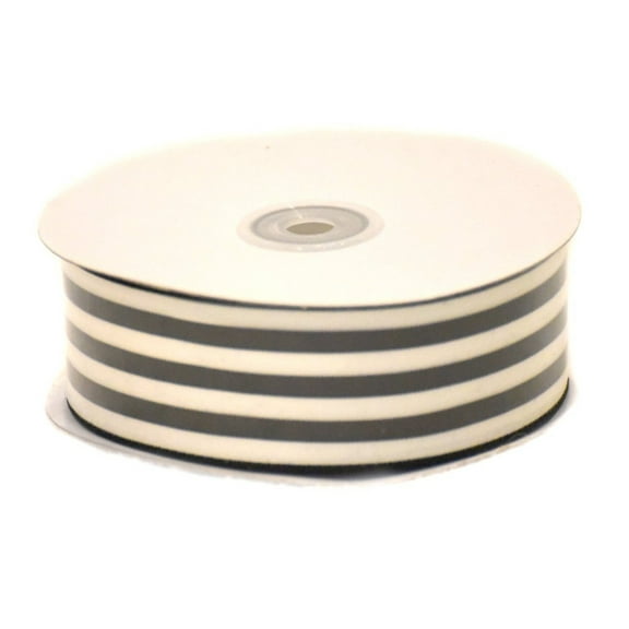 Striped Ribbon in Grey and Cream 1.5 Inch x 25 Yards