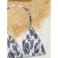 thumbnail image 2 of OYOANGLE Girl's 2 Piece Paisley Print Halter Shirred Waisted Bikini Set Beachwear Black and White 8Y, 2 of 4