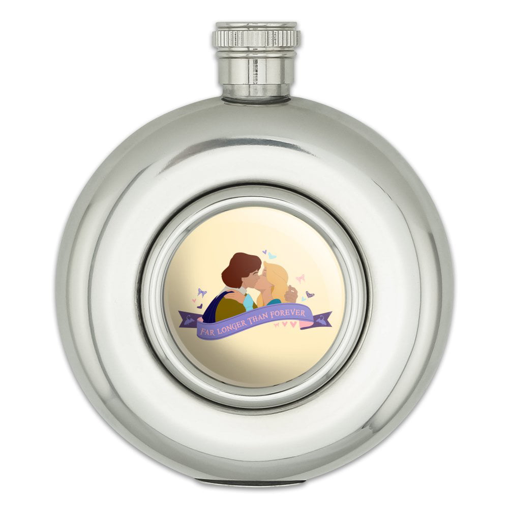 The Swan Princess Movie Characters Pink Stainless Steel 5oz Hip Drink Flask 