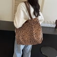 thumbnail image 5 of Leopard Print Large-Capacity Canvas Tote Bag, Stylish & Versatile for Daily Commute & Shopping, Brown Canvas with Leopard Print, Women's Ba, 5 of 7