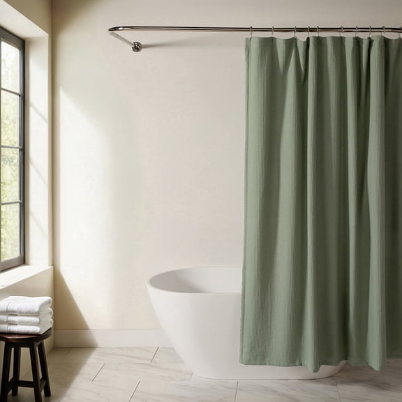 Cotton Blend Waffle Shower Curtain by Comfort Canopy, 72" x 72", Sage