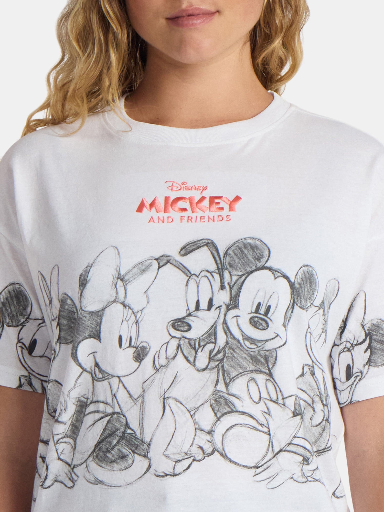 Disney Women's Mickey Mouse and Friends Graphic Tee with Short Sleeves, Sizes XXS-2XL
