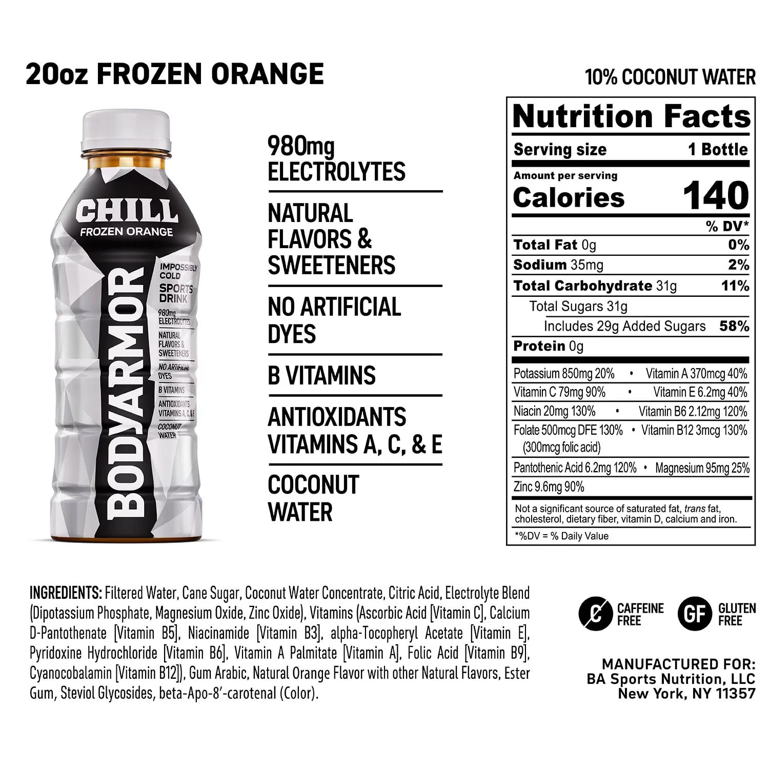 BODYARMOR CHILL Sports Drink Variety Pack, 20 Fluid Ounce (Pack of 18)