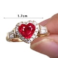 thumbnail image 6 of Hyasfey Wedding Ring Gorgeous Electroplating Retro Gift Golden Love Heart Rhinestone Finger Ring Fashion Jewelry, 6 of 8